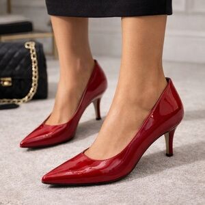Via Spiga Red Patent Leather Heels Size 4.5 Pointed Toe Pumps